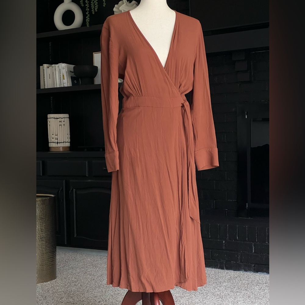 & Other Stories Brown Long Sleeve Wrap Dress